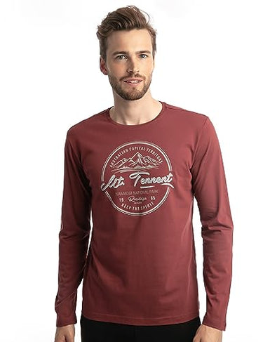 ROADSIGN australia Herren Langarmshirt mit Rundhalsausschnitt, Aufdruck Sydney, 100% Baumwolle Braun | im Sale